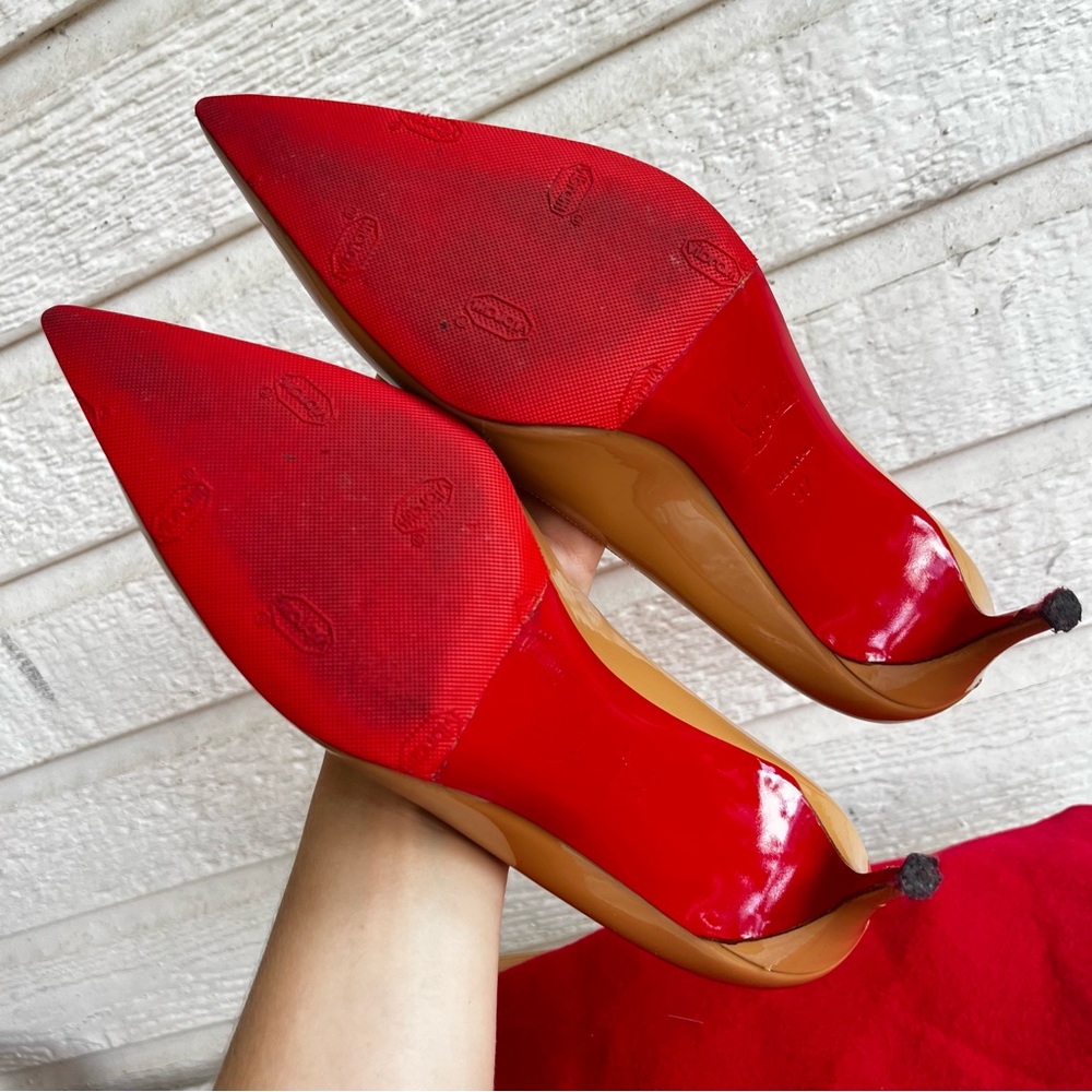 CHRISTIAN LOUBOUTIN Beige Pointed Toe Kate Patent Heels sz. 37 - Picture 7 of 8